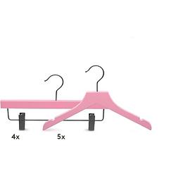 Foto van Relaxwonen - kinder kledinghangers - set van 9 - roze - broek en kledinghangers - extra stevig