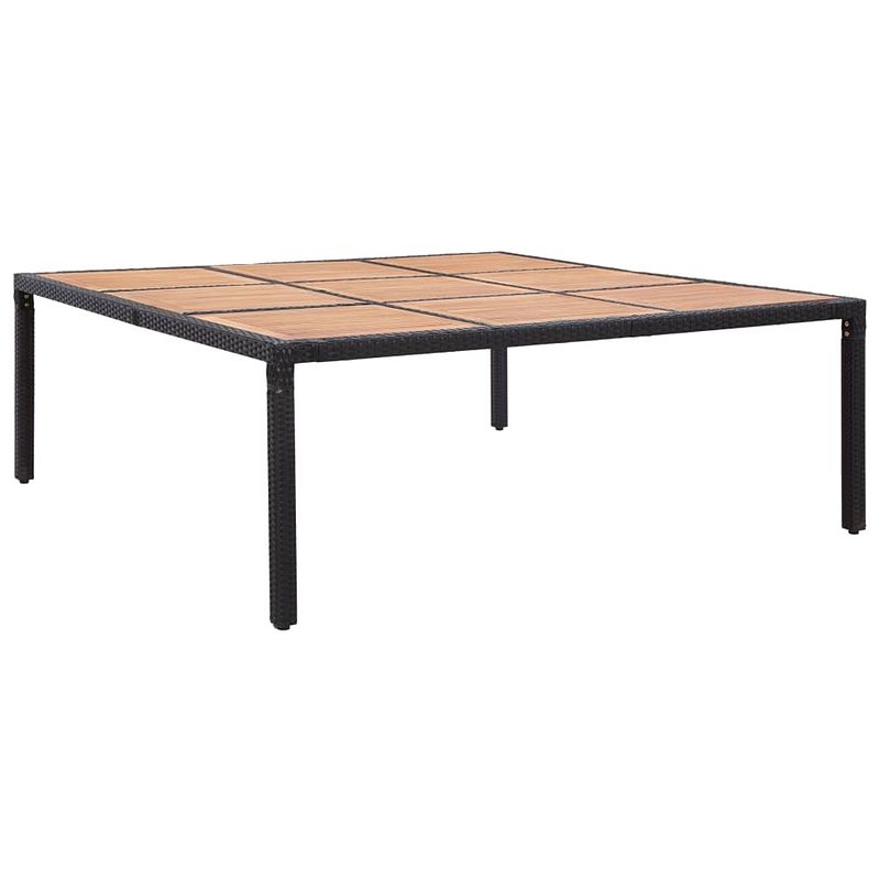 Foto van Vidaxl tuintafel 200x200x74 cm poly rattan en acaciahout zwart