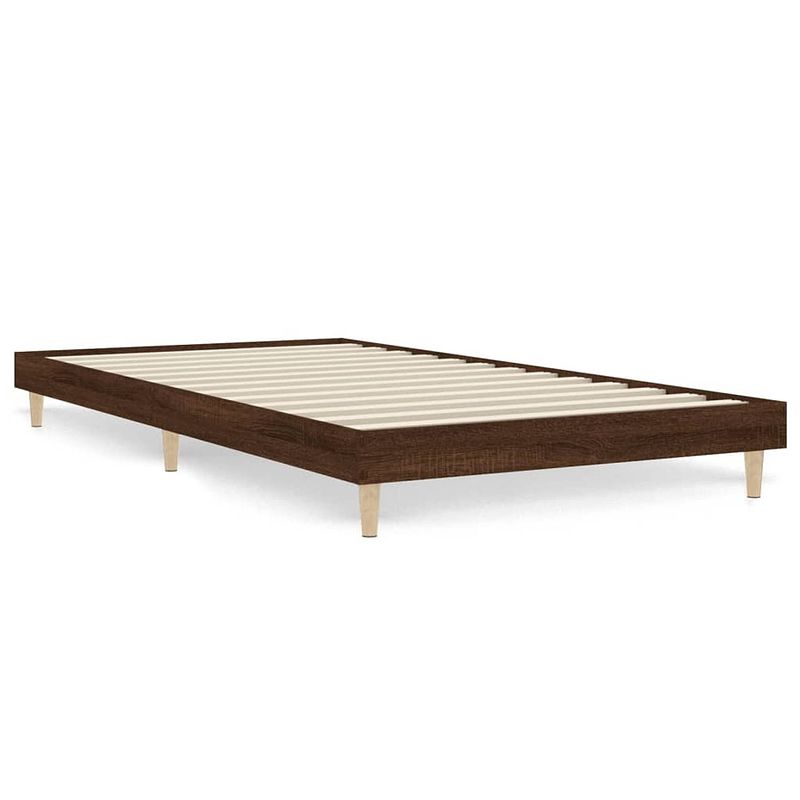 Foto van The living store bedframe - bruineiken - 203 x 93 x 20 cm - multiplex lattenbodem