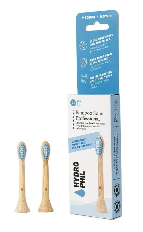 Foto van Hydrophil sonicare bamboe opzetborstels medium soft