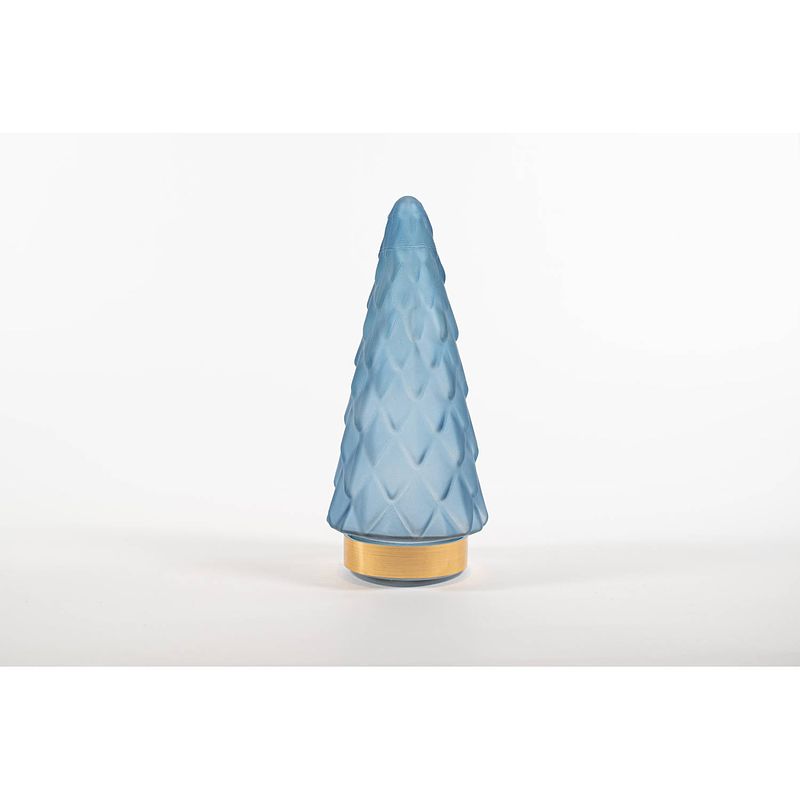 Foto van Anna'ss collection - tree glass 10,5x24,5cm mat blue with golden base 10led