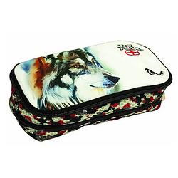 Foto van No fear etui wolf junior 23 x 10 x 6 cm textiel zwart/wit/rood