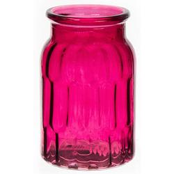 Foto van Bloemenvaas klein - fuchsia roze - transparant glas - d10 x h16 cm - vazen