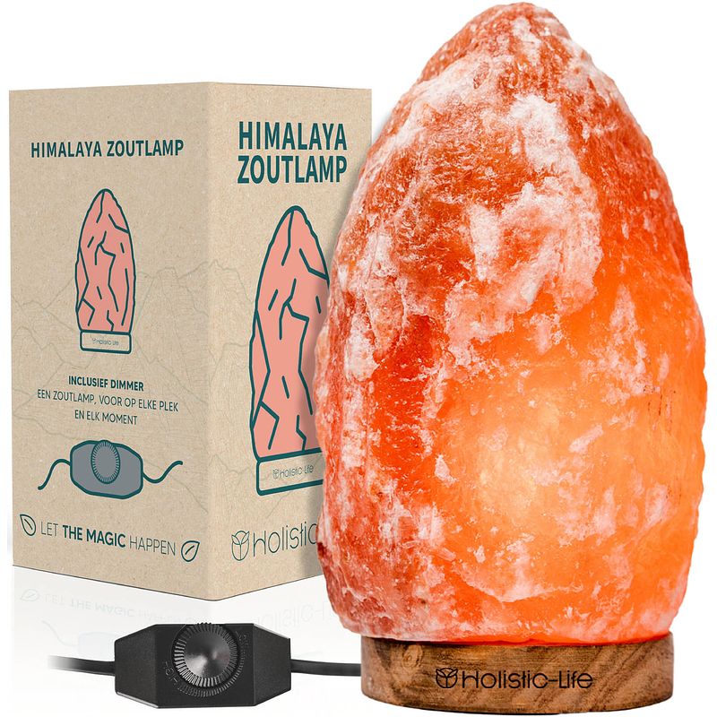 Foto van Dimbare grote zoutlamp 4-5kg himalayazout- tafellamp - sfeerlamp - himalaya zoutsteen nachtlampje - dimbaar - incl. e-bo