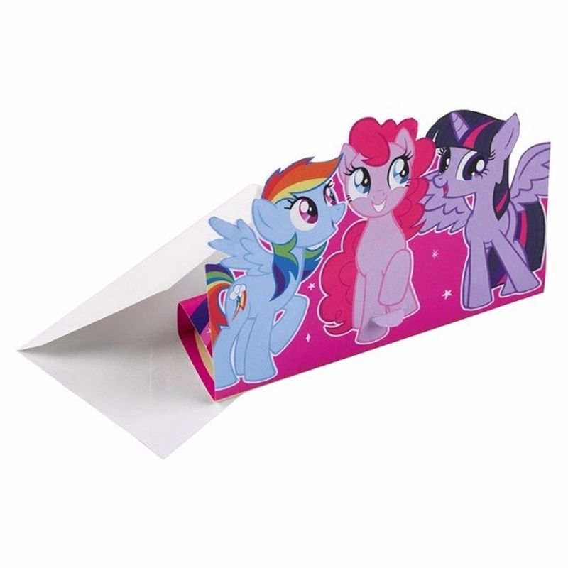 Foto van My little pony my little pony uitnodigingen roze 8 stuks 10 cm