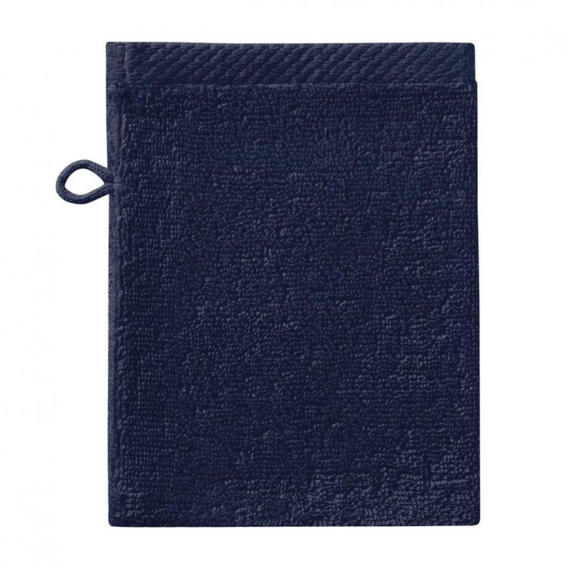 Foto van Seahorse pure washand - 3 stuks - indigo - 16 x 21 cm