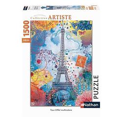 Foto van Puzzle n 1500 p - veelkleurige eiffeltoren