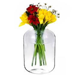 Foto van Bloemenvaas billie - helder transparant glas - d23 x h30 cm - decoratieve vaas - bloemen/takken - vazen