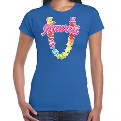 Foto van Hawaii slinger t-shirt blauw voor dames xl - feestshirts