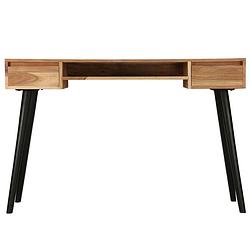 Foto van The living store houten schrijftafel - massief acaciahout - 118 x 45 x 76 cm - 2 lades en 1 schap