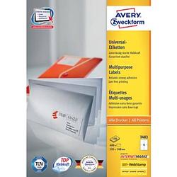 Foto van Avery witte etiketten quickpeel ft 105 x 148 mm (b x h), 400 stuks, 4 per blad, doos van 100 blad