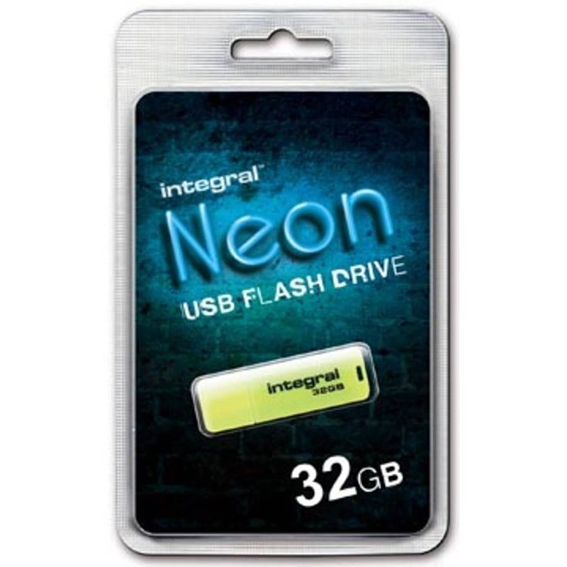 Foto van Integral neon usb 2.0 stick, 32 gb, geel