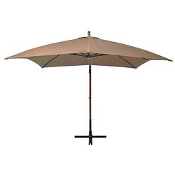 Foto van The living store zweefparasol - hout - taupe - 300 x 300 cm - uv-bestendig