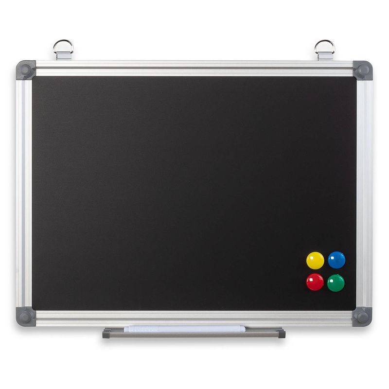 Foto van Büromi magnetisch zwart krijtbord 60x45 cm alu frame - incl. toehoren