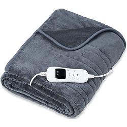 Foto van Sinnlein® elektrische deken van pluche, 160 x 120 cm, grijs, tüv süd gs-getest, elektrische warmtedeken met automatis...