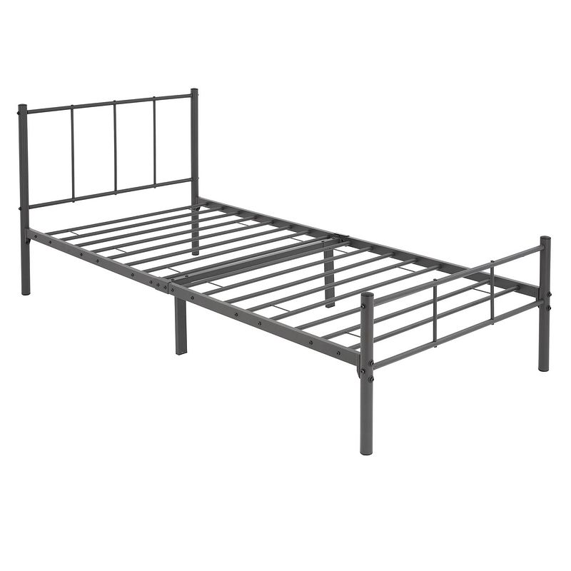 Foto van Ml-design metalen bed antraciet, 90x200 cm, gemaakt van stalen frame met poedercoating