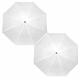 Foto van 2x stuks kleine opvouwbare paraplus wit 93 cm - paraplu's