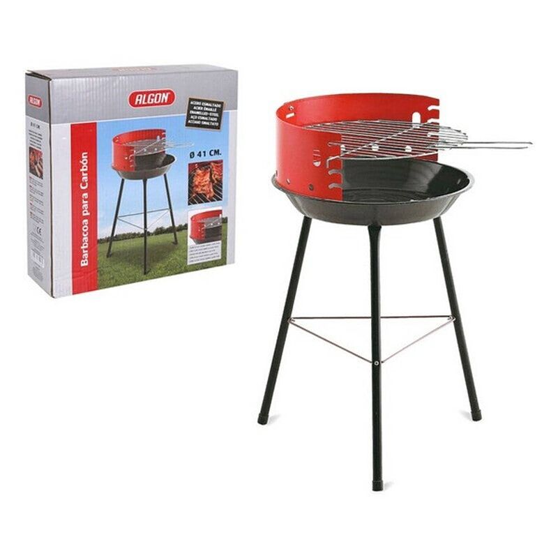 Foto van Houtskoolbarbecue met poten algon rood zwart (51,5 x 41 x 65 cm)