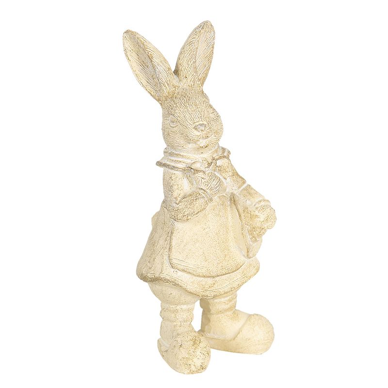 Foto van Clayre & eef decoratie beeld konijn 6*6*13 cm wit polyresin decoratief