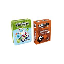 Foto van Educatieve spellenbundel - squla - 2 stuks - flitsquiz groep 1 2 3 & spelling kaartspel (groep 3&4)