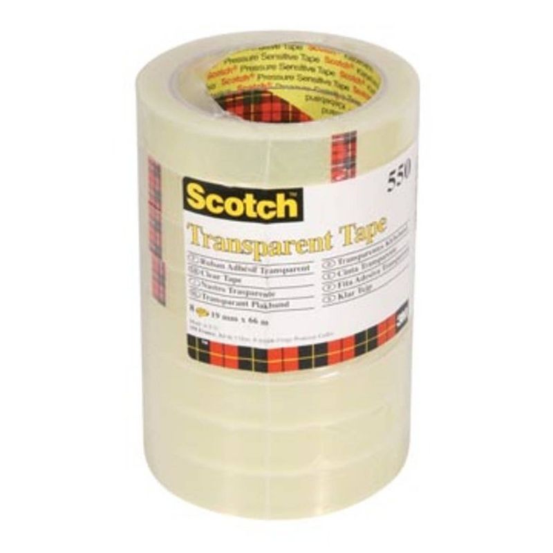 Foto van Scotch transparante tape 550 19 mm x 66 m, pak van 8