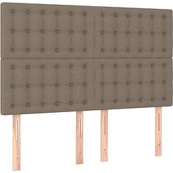 Foto van The living store boxspringbed - comfort - bed - 203x147x118/128 cm - taupe - pocketvering matras - middelharde