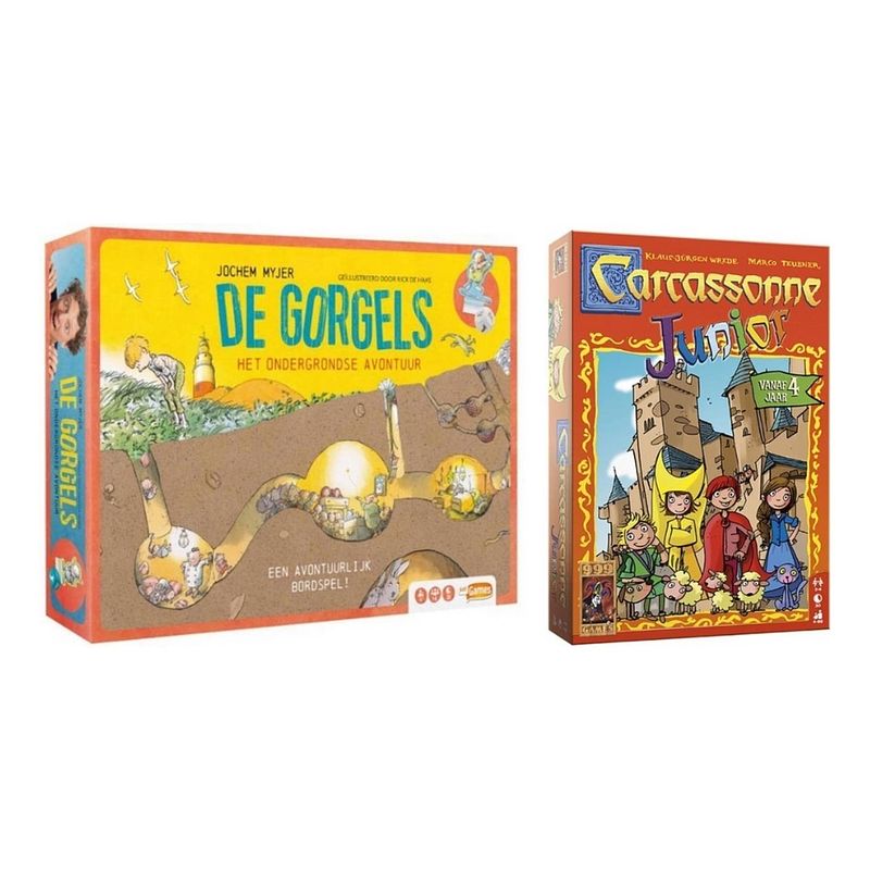 Foto van Spellenbundel - 2 stuks - de gorgels spel het ondergrondse avontuur & carcassonne junior