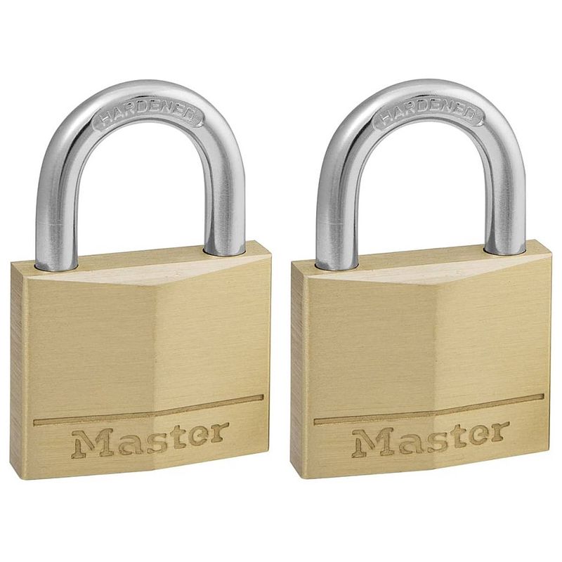 Foto van Master lock hangslot 40 mm massief messing 2 st 140eurt