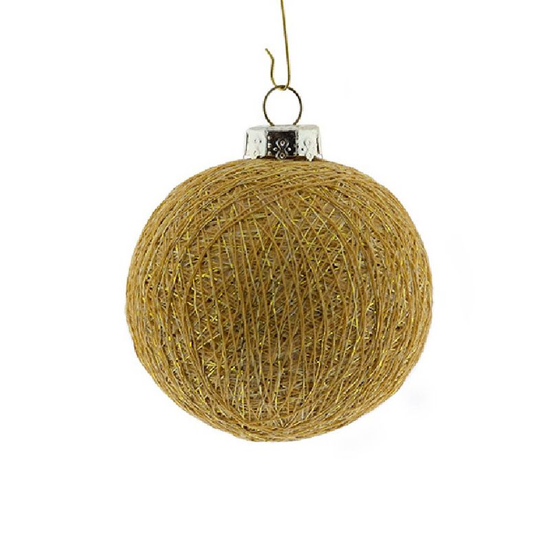 Foto van 1x gouden cotton balls kerstballen decoratie 6,5 cm - kerstbal