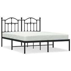 Foto van Vidaxl bedframe met hoofdbord metaal zwart 150x200 cm