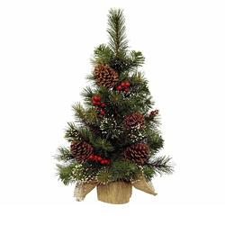 Foto van Kunstboom/kunst kerstboom met kerstversiering 45 cm - kunstkerstboom