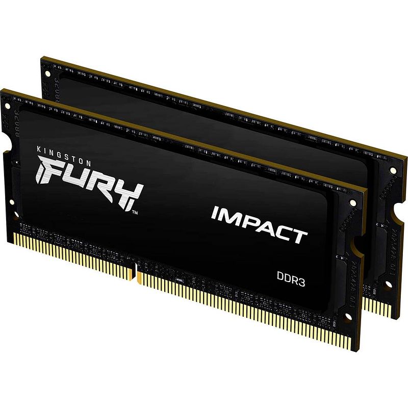 Foto van Kingston fury impact werkgeheugenset voor laptop ddr3 16 gb 2 x 8 gb non-ecc 1600 mhz 204-pins so-dimm cl9 kf316ls9ibk2/16