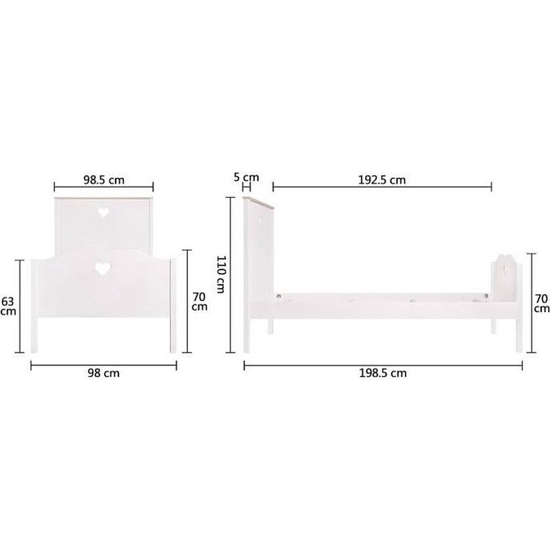 Foto van Haro kinderbed - mdf en massief grenen - kleur wit en eiken - inclusief bedbodem - 90 x 190 cm