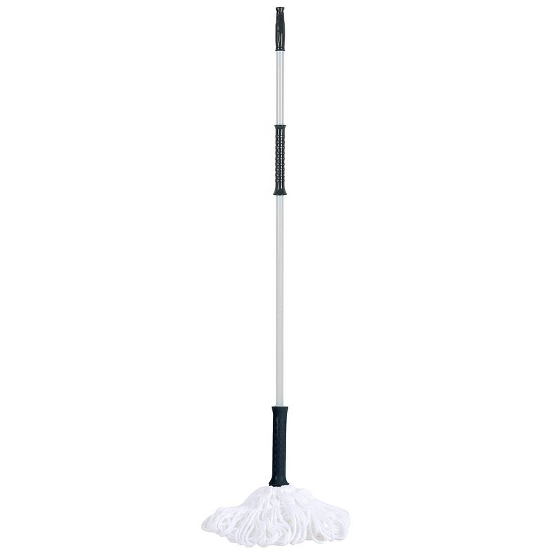 Foto van Urban living schoonmaak/dweil vloermop met telescoopsteel - uitschuifbaar 85 tot 125 cm - wit/blauw - vloermoppen