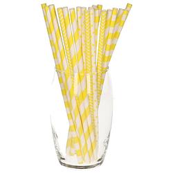 Foto van 100x stuks drinkrietjes van papier - geel - 20 cm - drinkrietjes