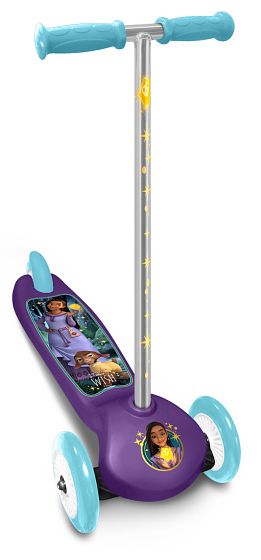Foto van Disney wish 3 wiel kinderstep voetrem junior paars/lichtblauw
