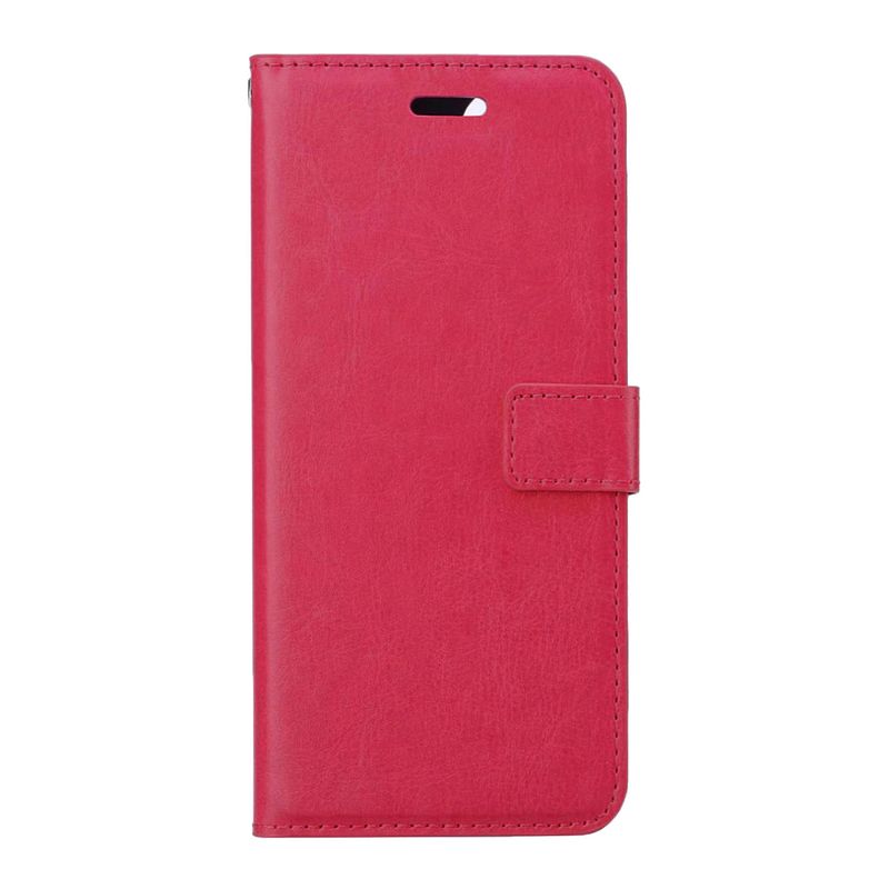 Foto van Basey oneplus nord ce 2 hoesje bookcase hoes flip case book cover - oneplus nord ce 2 hoes book case hoesje - donkerroze