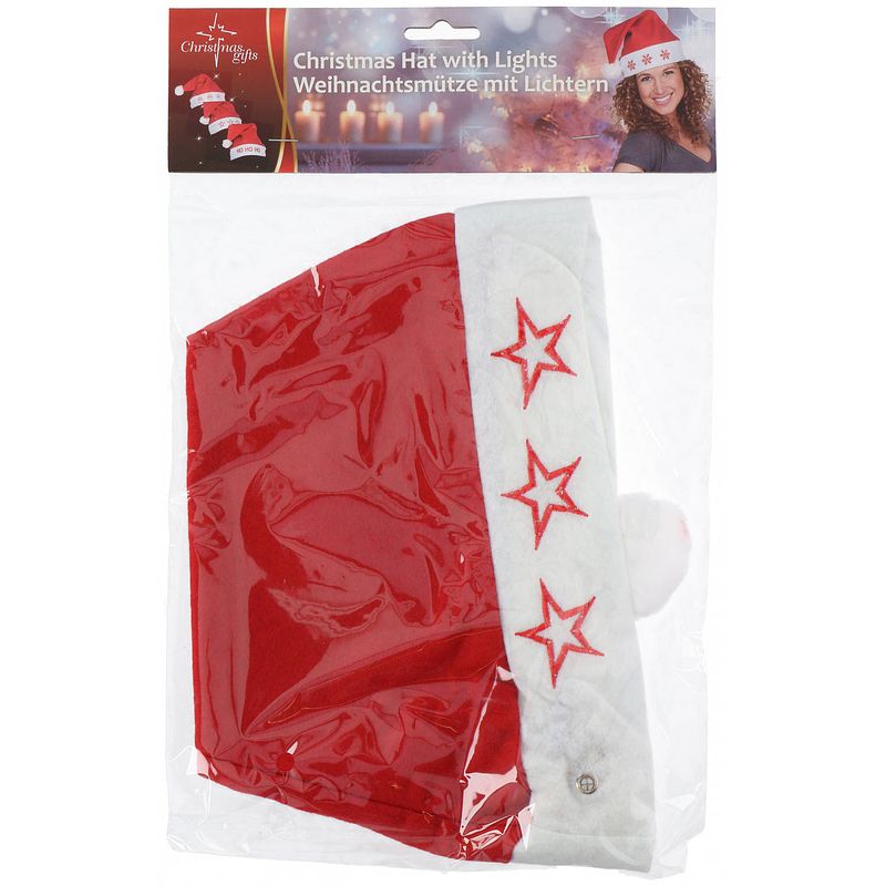 Foto van Christmas gifts kerstmuts sterren pluche rood/wit one-size