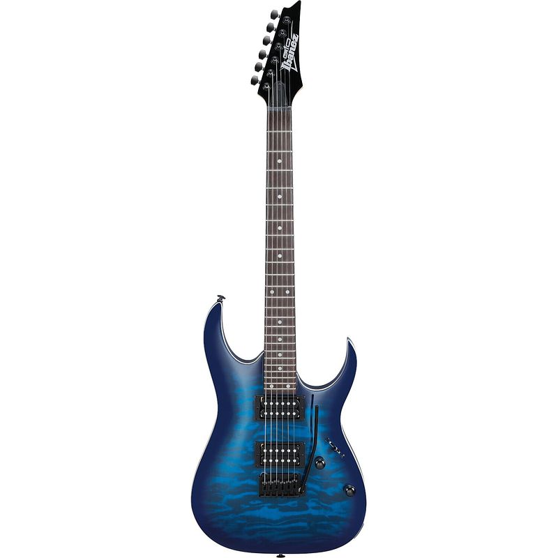 Foto van Ibanez grga120qa gio transparent blue burst elektrische gitaar