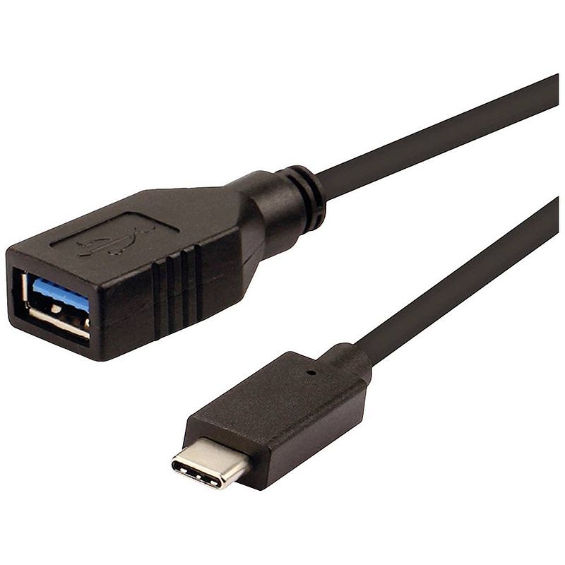 Foto van Roline usb-kabel usb 3.2 gen1 (usb 3.0 / usb 3.1 gen1) usb-c stekker, usb-a bus 0.15 m zwart 11.02.9030