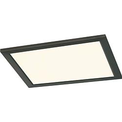 Foto van Led plafondlamp - plafondverlichting - trion povino - 15w - warm wit 3000k - dimbaar - vierkant - mat zwart - aluminium