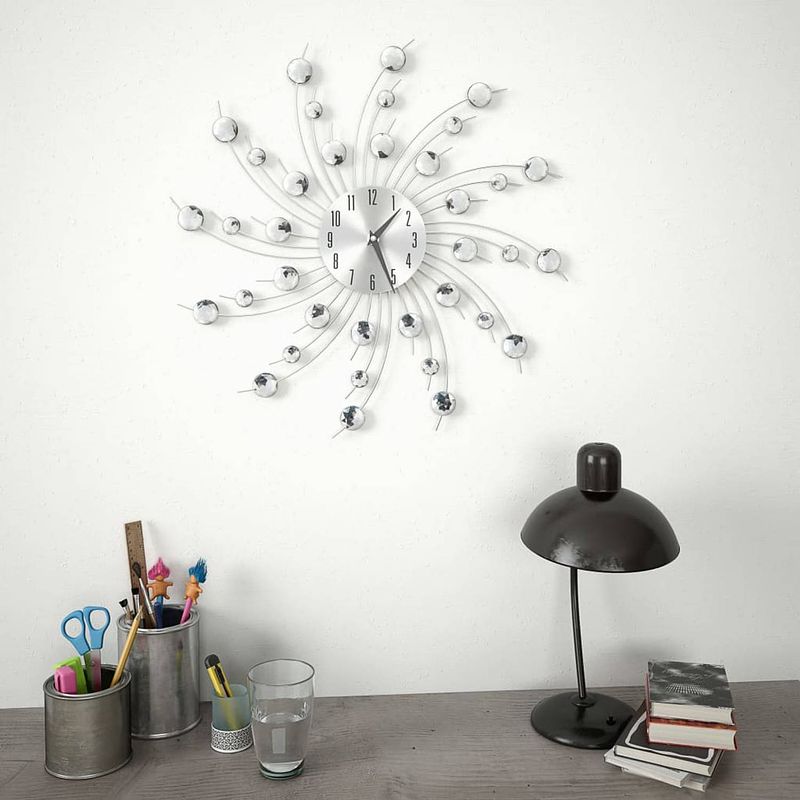 Foto van The living store wandklok - aluminium - 50 cm - zilver