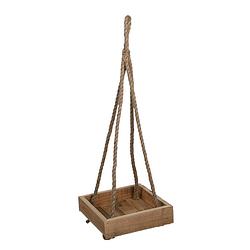 Foto van Clayre & eef plantenhanger binnen 25*25*6/72 cm bruin hout hangpot bruin hangpot