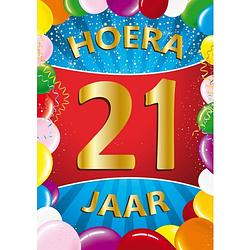 Foto van 2x stuks 21 jaar mega deurposter 59 x 84 cm leeftijd verjaardag feestartikelen - feestposters