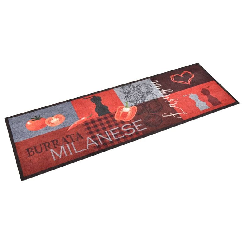 Foto van The living store vloermat - rechthoekig - 300 x 60 cm - anti-slip latex - tomaten-print - 100% polyamide