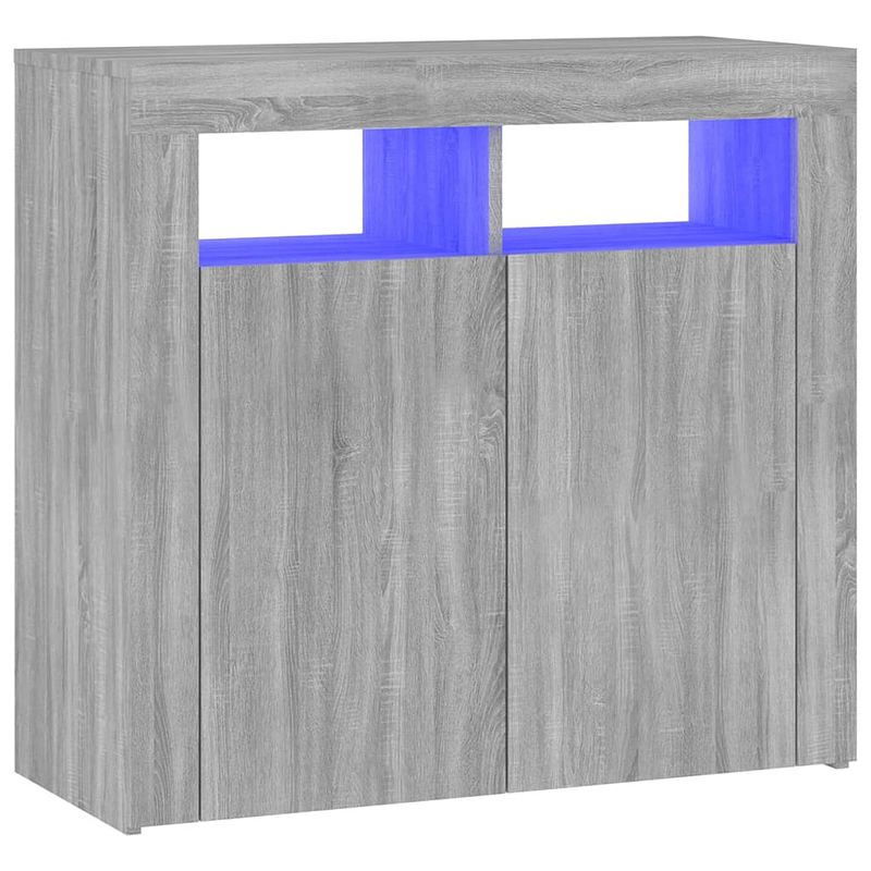 Foto van Vidaxl dressoir met led-verlichting 80x35x75 cm grijs sonoma eiken