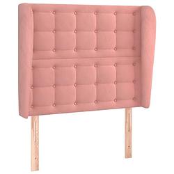 Foto van The living store hoofdbord - hoofdeind en rand - 103x23x118/128 cm - roze fluweel