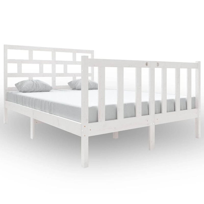 Foto van Vidaxl bedframe massief grenenhout wit 140x190 cm