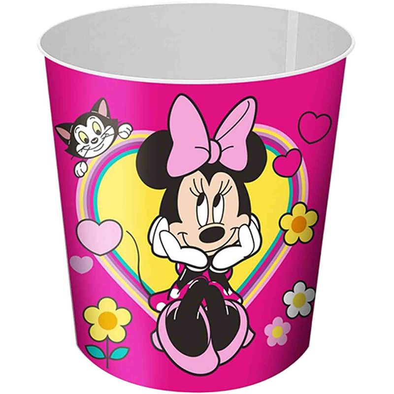 Foto van Minnie mouse prullenbak/papiermand - kunststof - 21,5 x 21 cm - prullenmanden