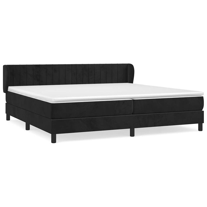 Foto van The living store boxspringbed - zwart fluweel - 203 x 203 x 78/88 cm - pocketvering matras - middelharde ondersteuning